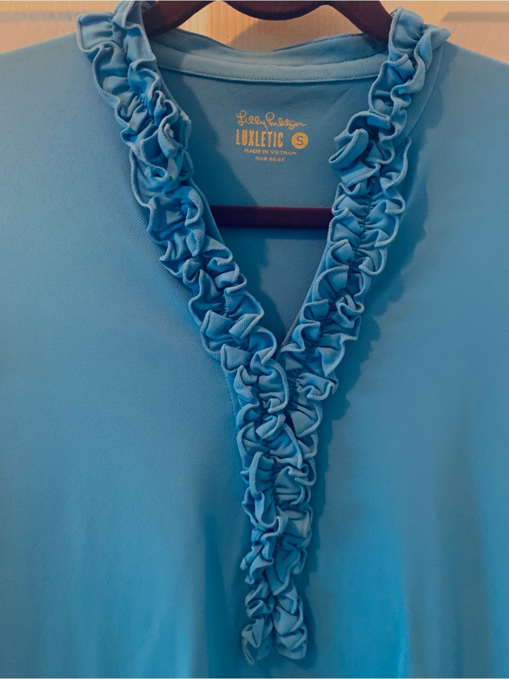 Lilly Pulitzer Blue Frida Short Sleeved Top with Ruffled V-neckline•Small•EUC - Picture 5 of 11